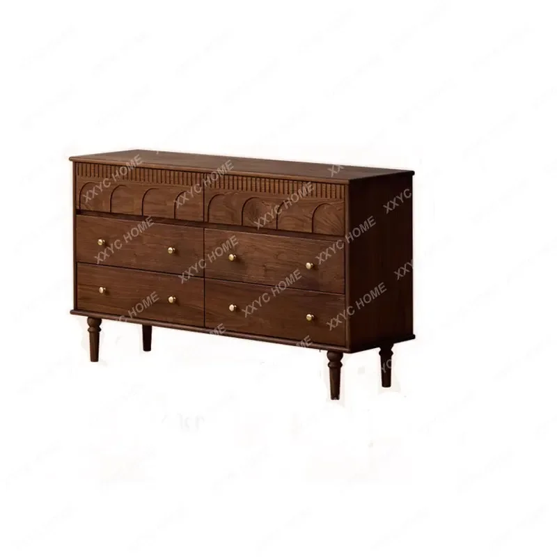 

Z Black walnut solid wood retro storage cabinet bucket cabinet locker