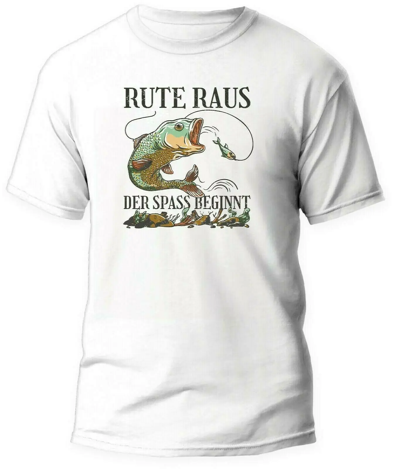 

Angler T-Shirt Rute Raus Der Spaß Beginnt Lustiges Fischer Shirt Men's 100% Cotton Casual T-shirts Loose Top Size S-3XL