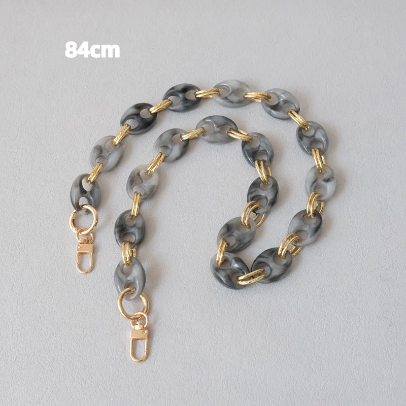 Neue Modische Damen-Taschenaccessoires: Leoparden-Muster, Bonbon-Rot, Blau, Acrylharz, Metallkette, Schulterriemen, Lange Kette für Umhängetaschen – Detail 30