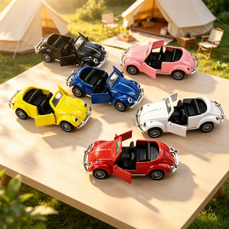 Retro Classic Convertible Beetle Alloy Car Model, Metal-Cast vintage Convertible, desktop Decoration and Collectible Display Mod