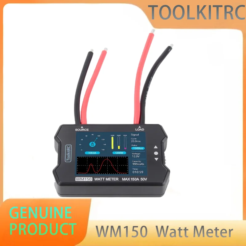 

ToolkitRC WM150 150A 50V Watt Meter Power Analyzer LCD Display Voltage Current Tester PWM Output for RC FPV Drone