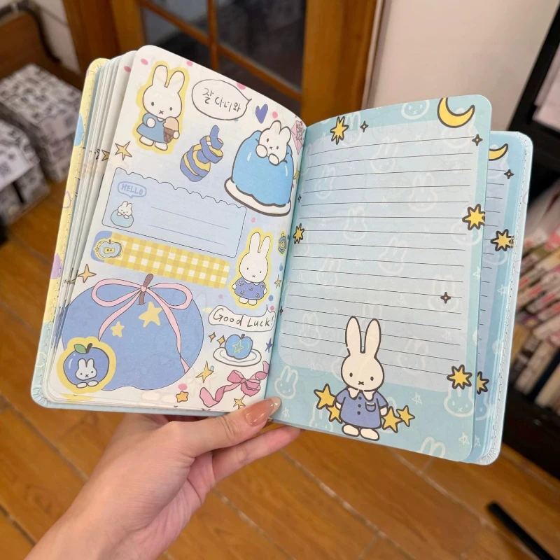 Miffy Kawaii Anime Notebook Good-looking Diary Thicken Cortex Journal Color Page Note Fashion Stationery Exquisite Cute Colorful