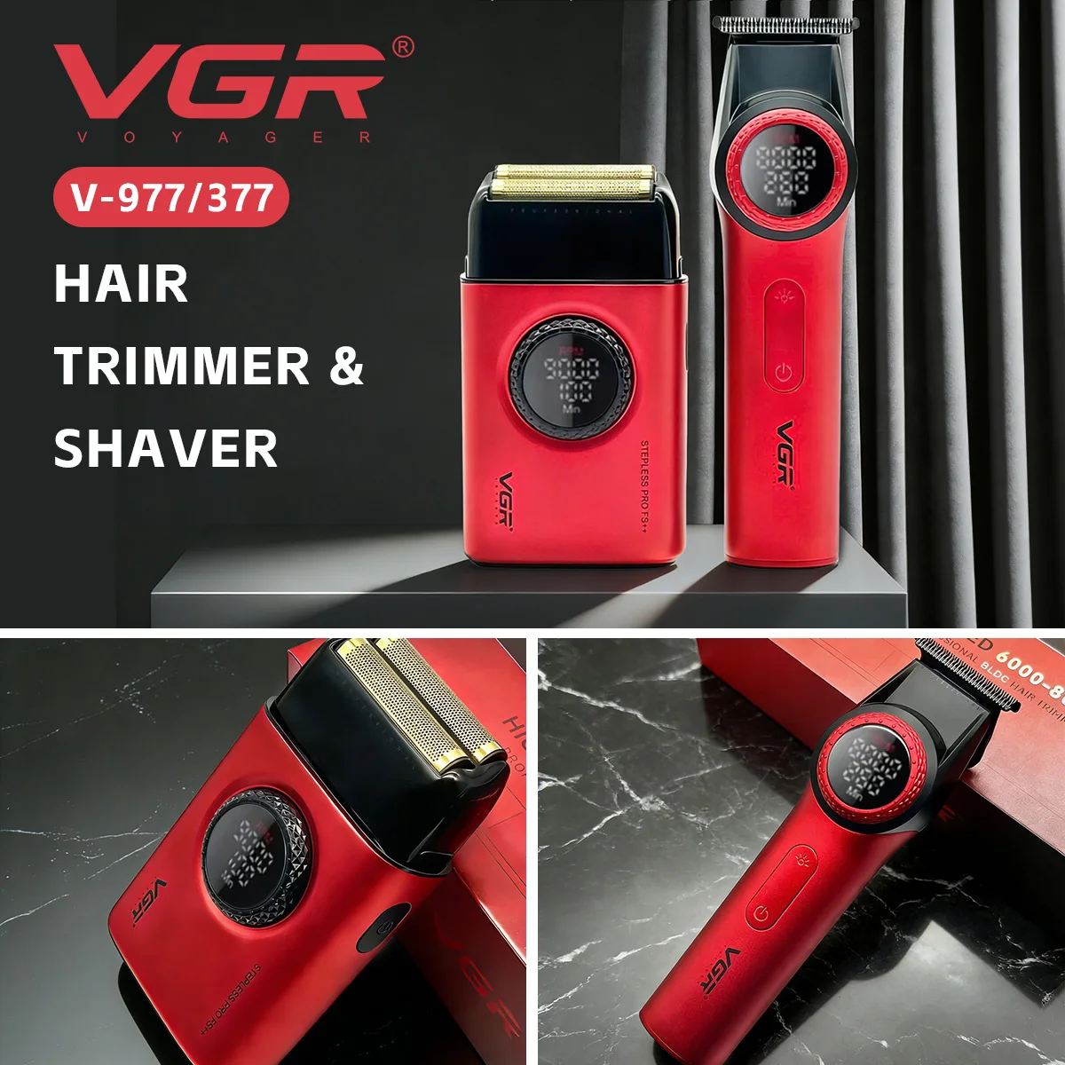 

VGR Hair Clippers Electric Shaver Professional Hair Trimmer 9000 RPM Beard Trimmer Cutting Machine Clippers for Men V-977 V-377