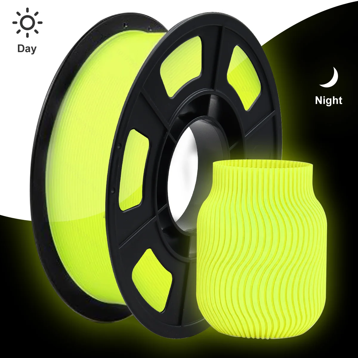 DIY-kerstcadeau, 1,75 mm PLA lichtgevend 3D-printerfilament, 200 g (0,44 l) spoel, gloeit in het donker, voor de meeste FDM-printers