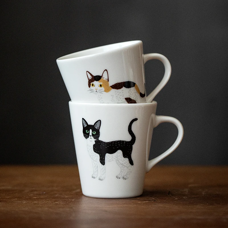 

Cerc Cartoon Couple Mugs Japanese Sle Cute Coffee Cups Water Cups Gifts Home Use Pot Miss Mark Cup Animal Pattern 300ml