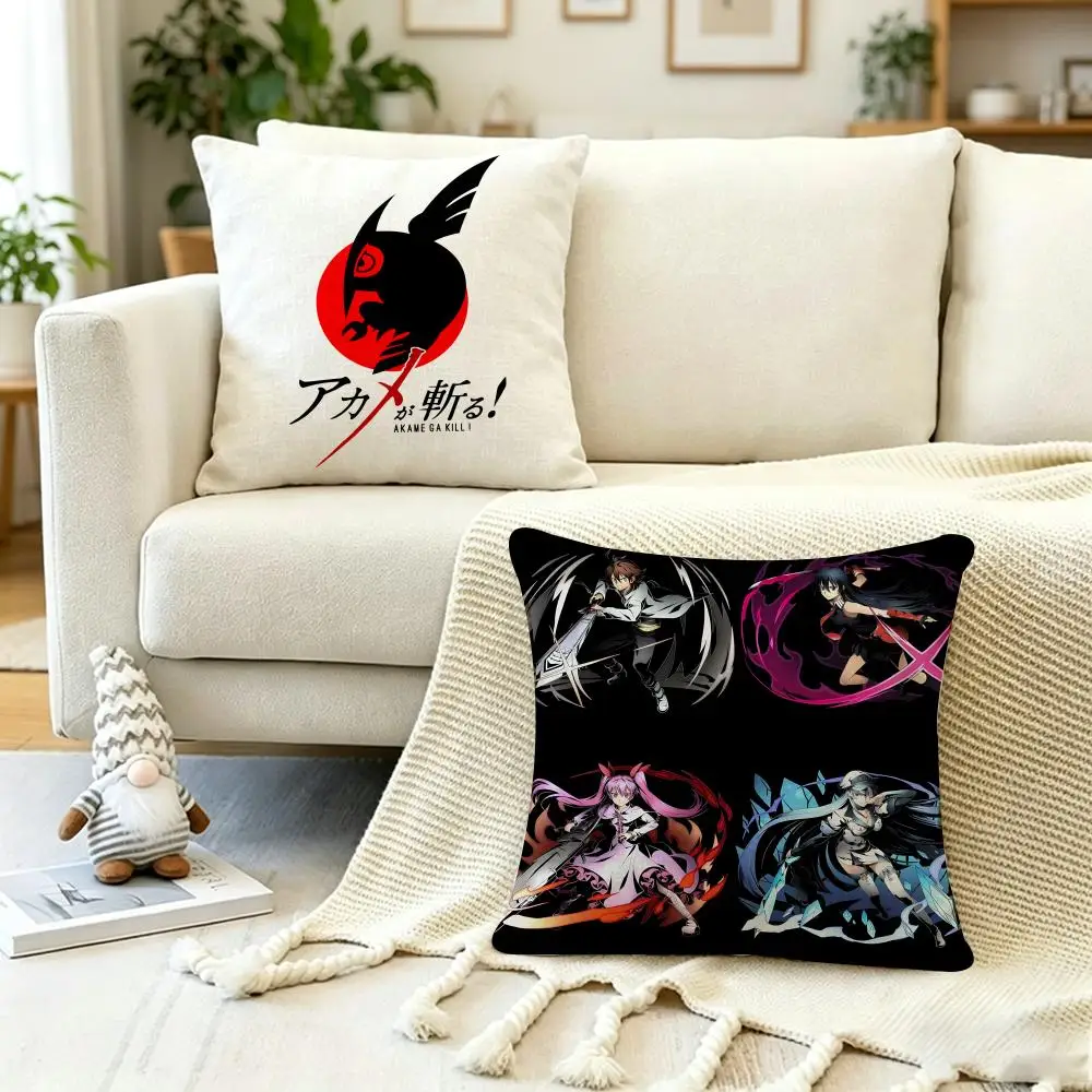Anime Poster A-Akame K-Kill Cushion Cover Anti-dustmite Pillowcase Invisible zipper silky short plush Sofa cushion cover