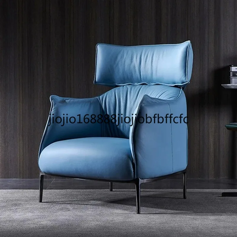 Suitable for Living room study Italian light luxury first layer cowhide lazy leisure chair single sofa chair