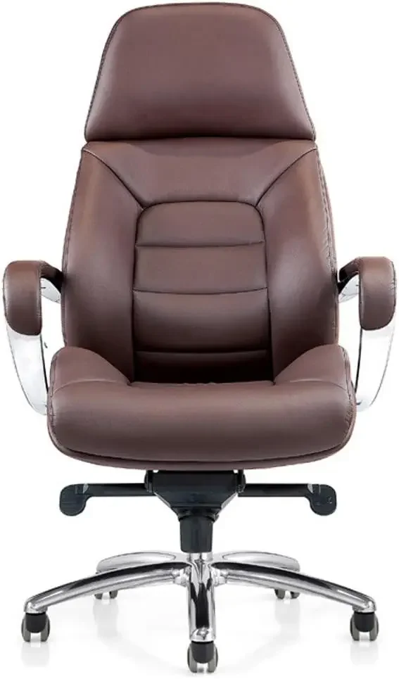 Gates Genuine Leather Aluminum Base High Back Executive Chair - Dark Brown