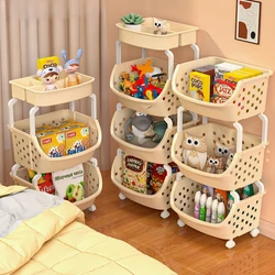 Storage rack floor-standing multi-layer internet celebrity mobile trolley with wheels for bedroom, kitchen, snacks