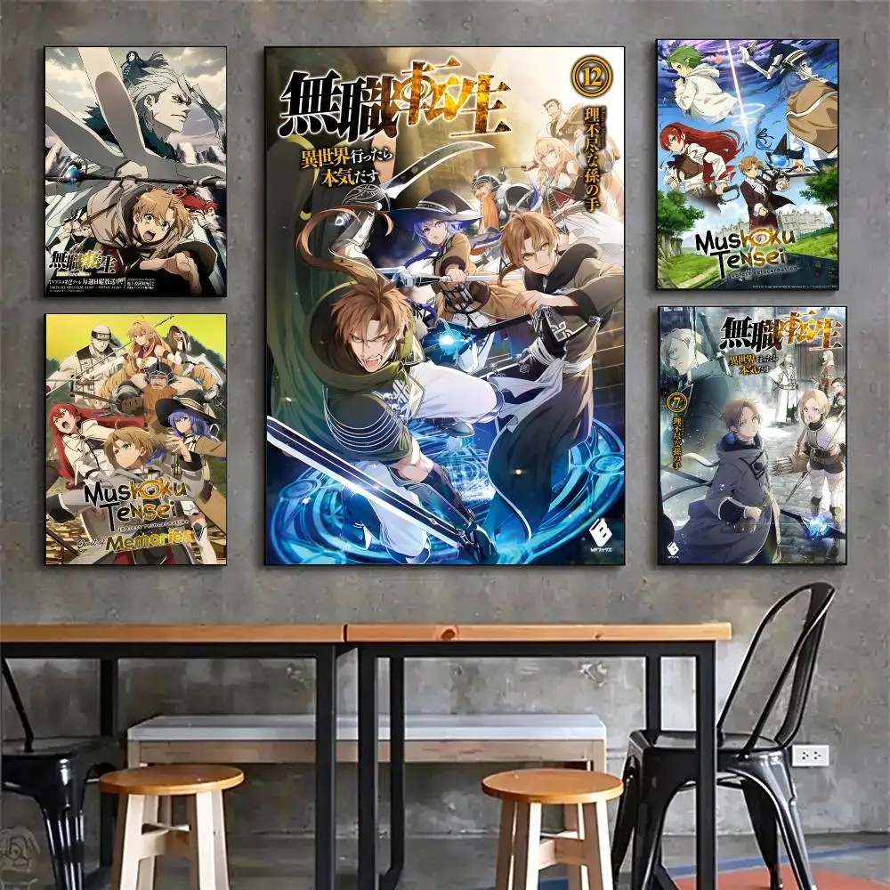 anime Mushoku Tensei Poster Poster HD Printing Vintage Luxe Home Decor Wall Art for the Living Rooms Entryways Gift