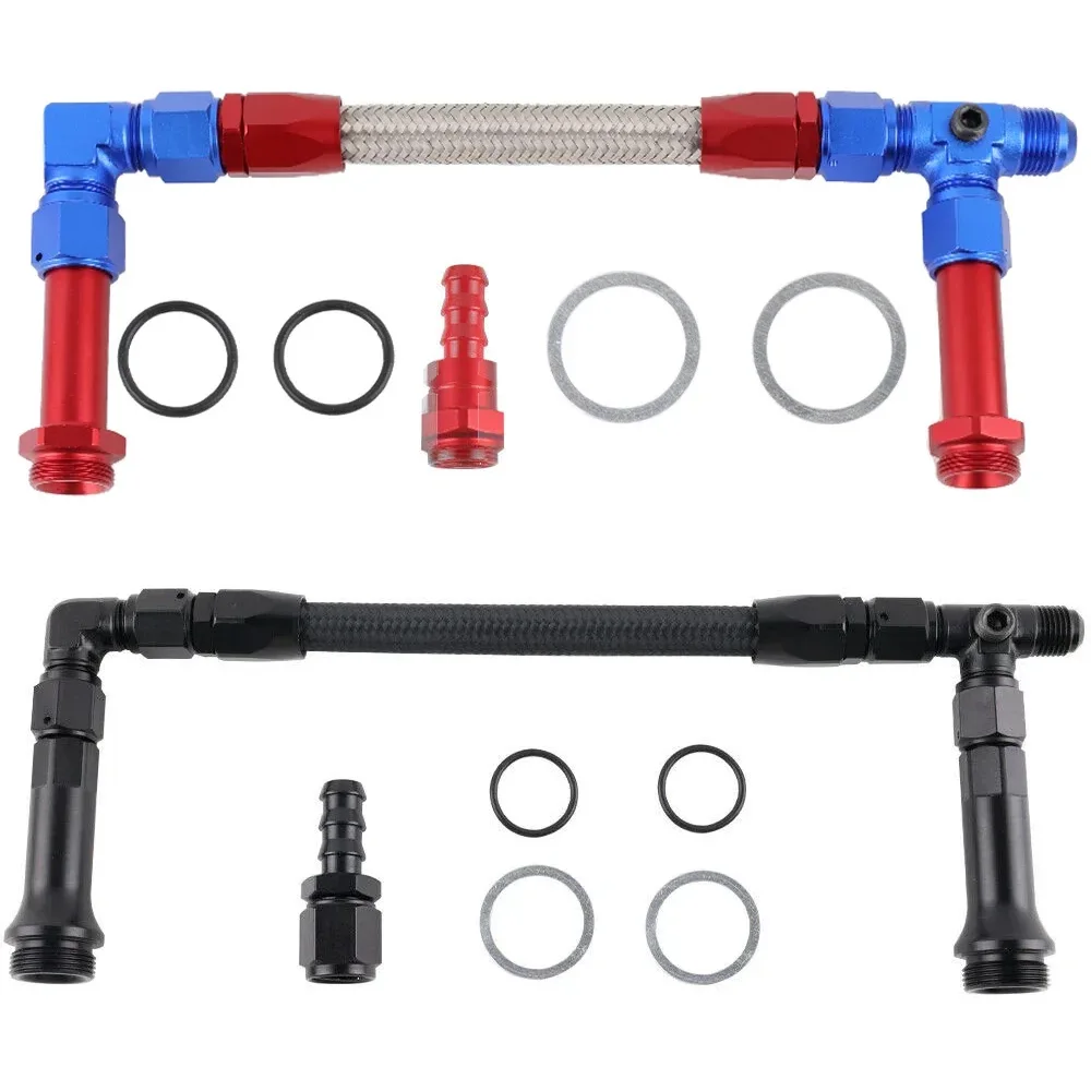 

Fit for Holley Dominator 4150 Series 7/8"-20 thread Carburetor Dual Inlet Line Kit AN6 AN8 Car Braided Dual Feed Carb Fuel Line