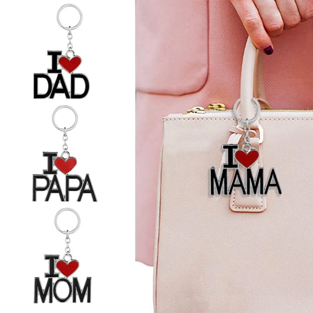 I Love MOM&MAMA&DAD&PAPA Hollow Letters Keychain for Women Men Jewelry Backpack Key Chain Father's Day and Mother's Day Gifts