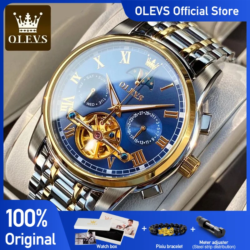 

OLEVS Top Brand Men Watch Automatic Mechanical Watches Waterproof Stainless Steel Wristwatch Chronograph Luxury Reloj Hombre