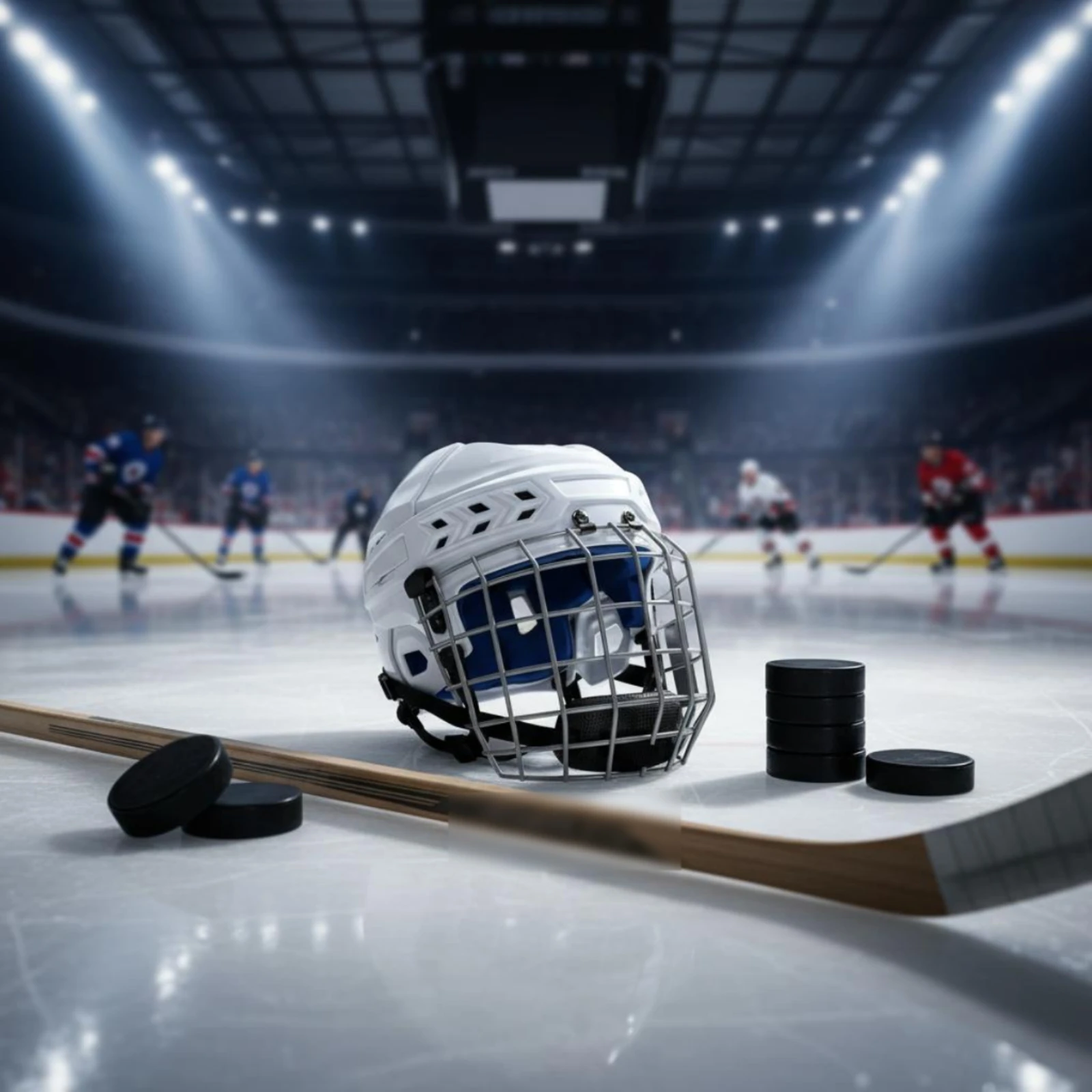 White PP Outer Helmet with Cage Shield Breathable Cushion and Chin Straps Sports Gear for Ice Hockey and Roller Hockey