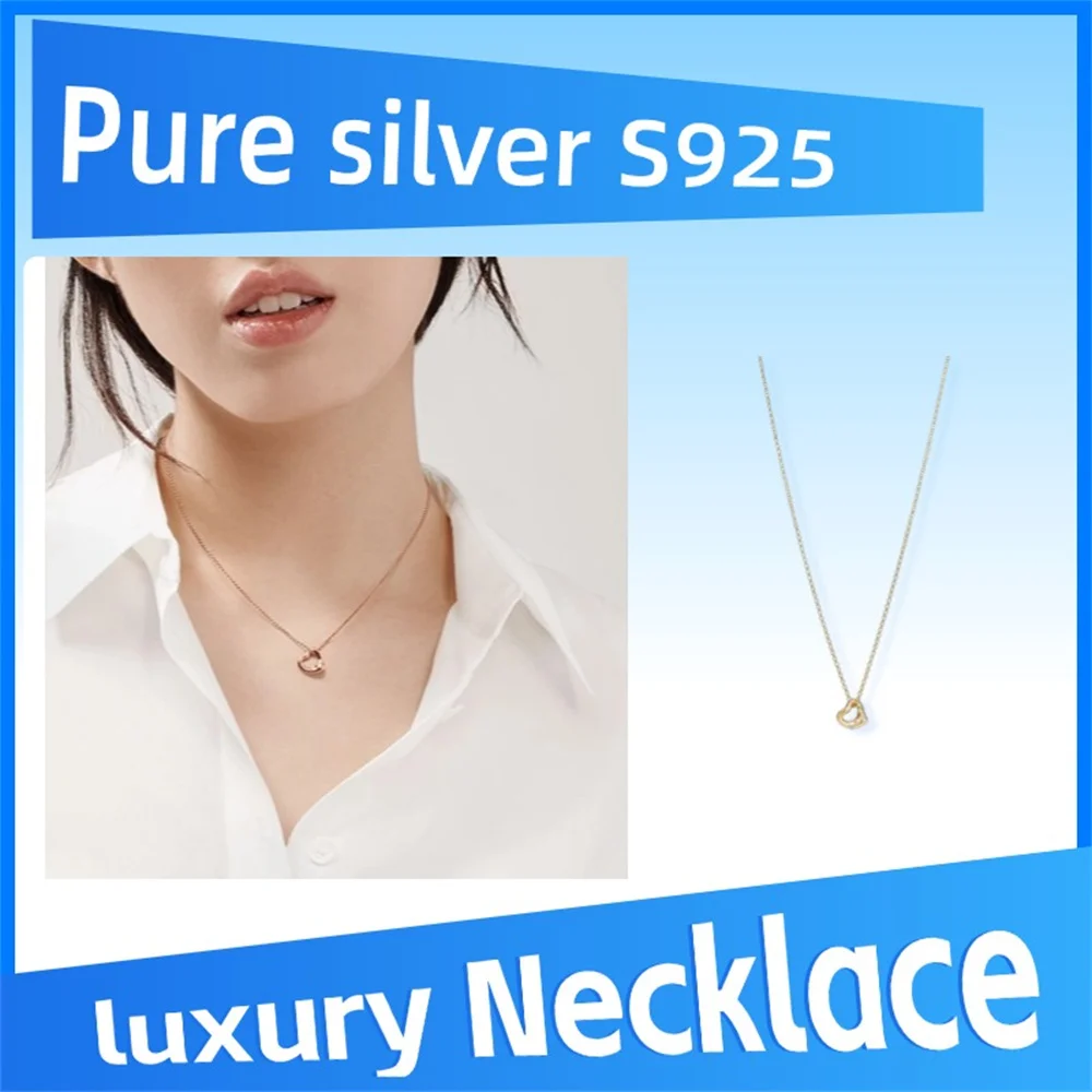 

Подвеска из чистого серебра 925 пробы, Эльза Перетти, золотое открытое сердце, элегантный модный изысканный роскошный подарок высокого качества