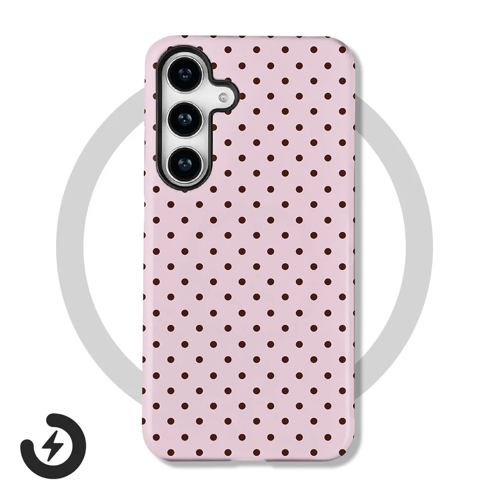 Capa Magnética para Celular Samsung S26 S25 S24 S23 S22 S21 Plus Ultra 20 FE A15 A16 26 36 56 17 com Estampa de Bolinhas e Película Protetora 2 em 1