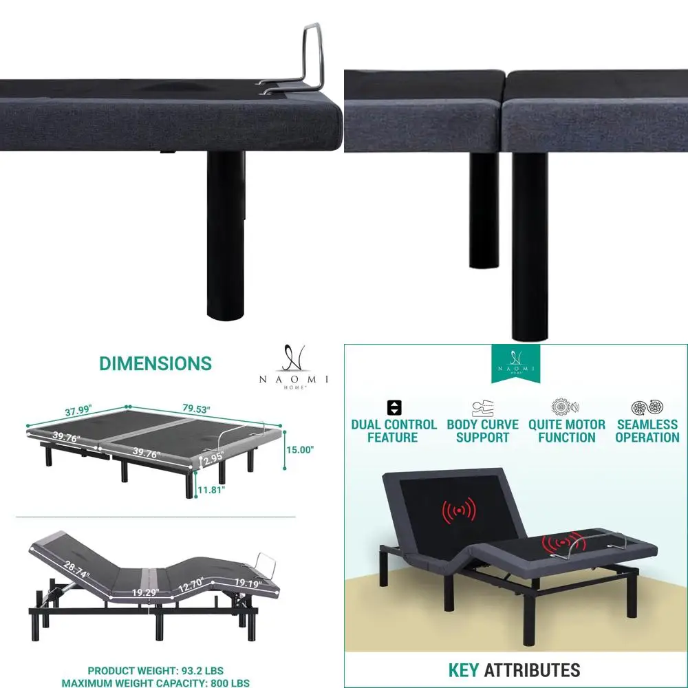 

Регулируемая кровать Idealbase, размер Twin, с поясничной поддержкой и регулировкой наклона головы, наклоном ног, массажем спины и ног, USB-портами, массажная кровать