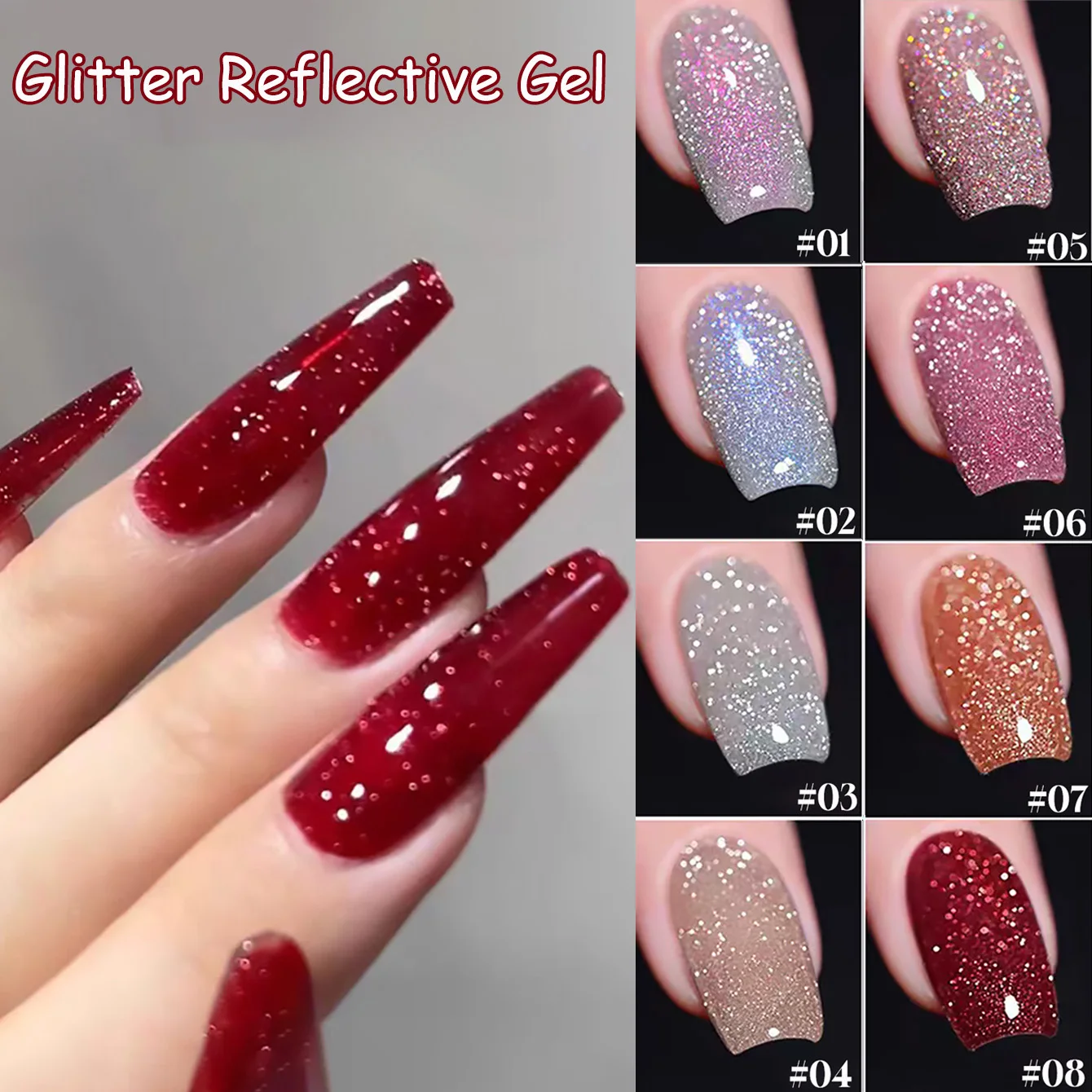 SHAKA 1pcs Blinking Crushed Diamond Gel Nail Polish 2026 New Flash Reflective Disco Crushed Diamond Gel Nail Art Halloween Nails