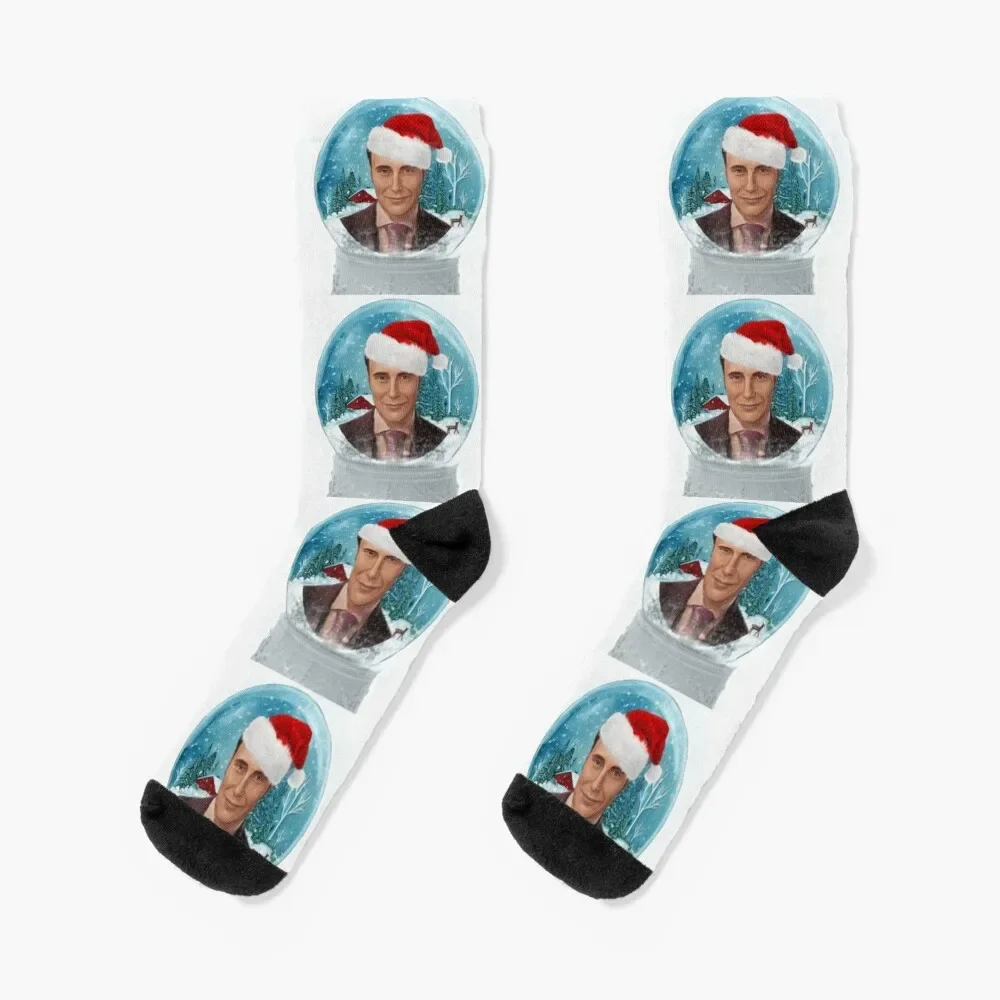 Christmas Hannibal in Winter Snow Globe with Santa Hat Socks heated soccer anti-slip valentine gift ideas Socks For Women Men's