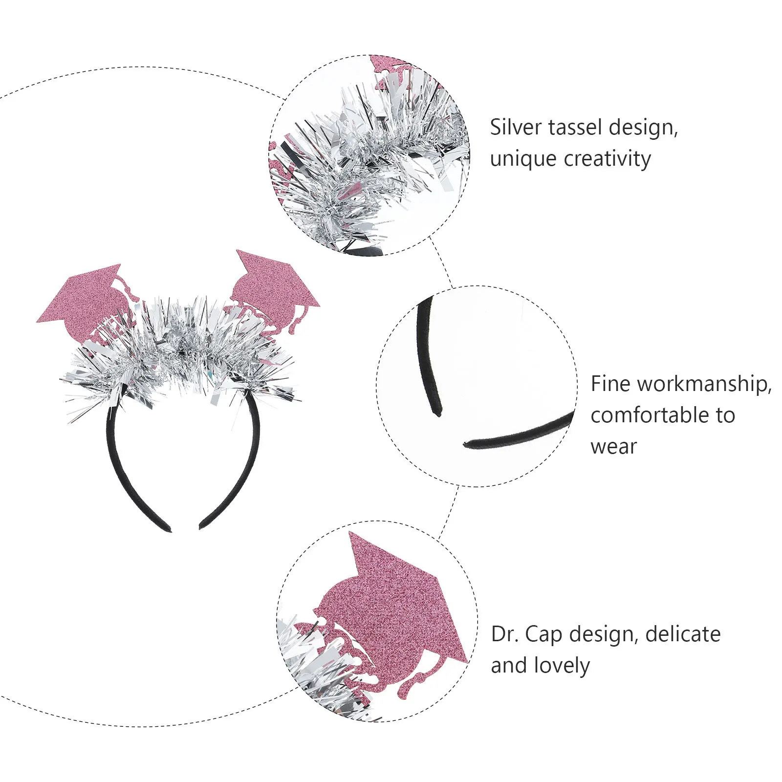 

2 шт., выпускная повязка для волос, креативный дизайн, нескользящий головной убор для вечеринок, праздник, косплей, выдающиеся аксессуары