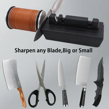 Knife sharpener tool, rolling knife sharpener 5 in 1 kit plastic base knife sharpener scissors slot - roller sharpener for knives