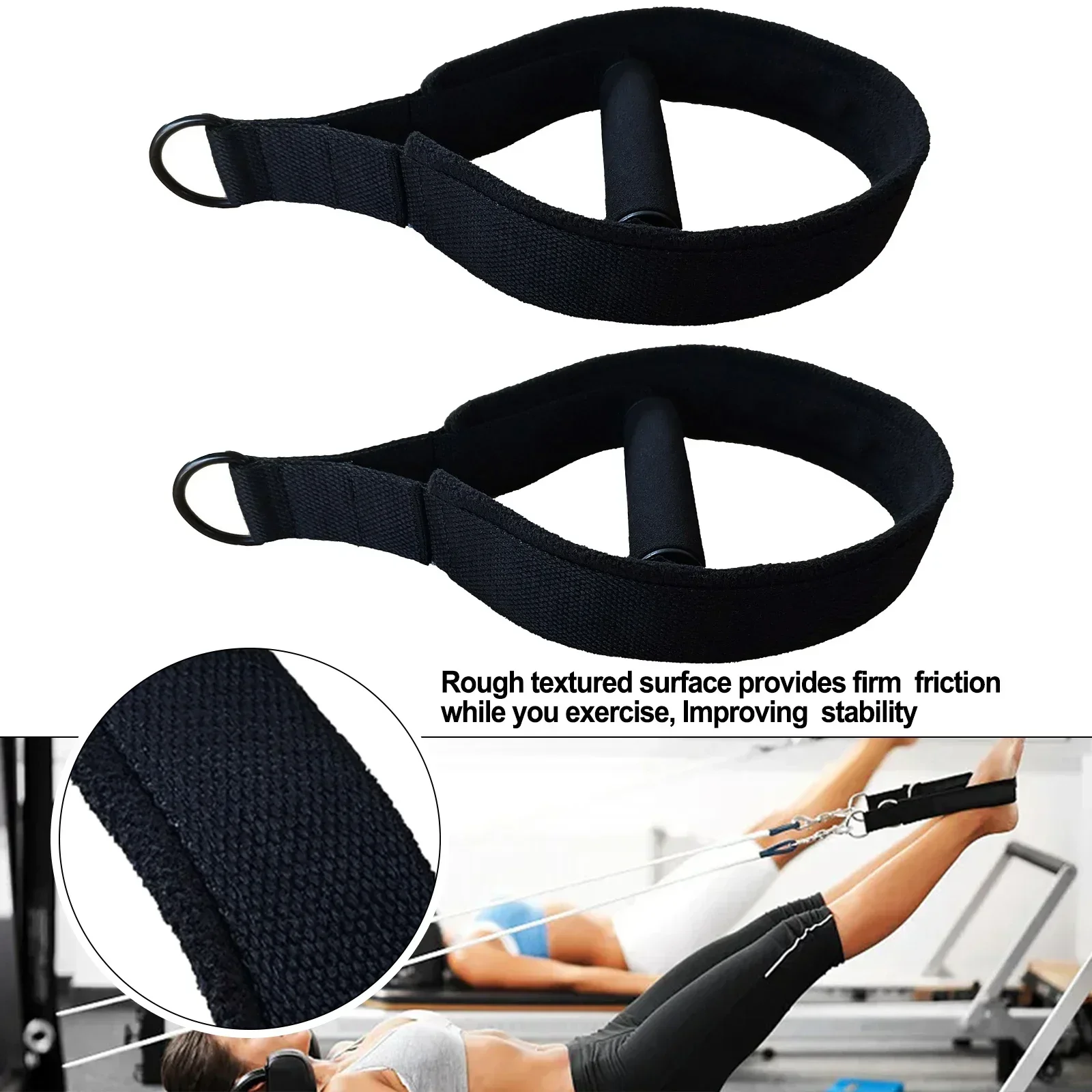 2pcs Double Loop Foot Straps Hot Sale Soft Yoga Pilates Circle Strap For Foot Reformer Fitness Exercise Resistance Equipment