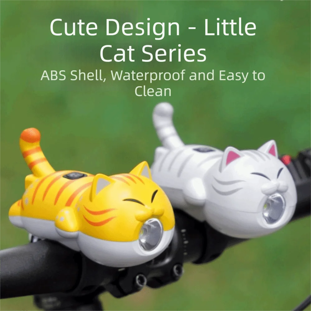 USB Rechargeable Bicycle Headlight Waterproof Super Bright Bike Front Light Bright LED Cartoon Cat Shape Bicycle Front Lamp