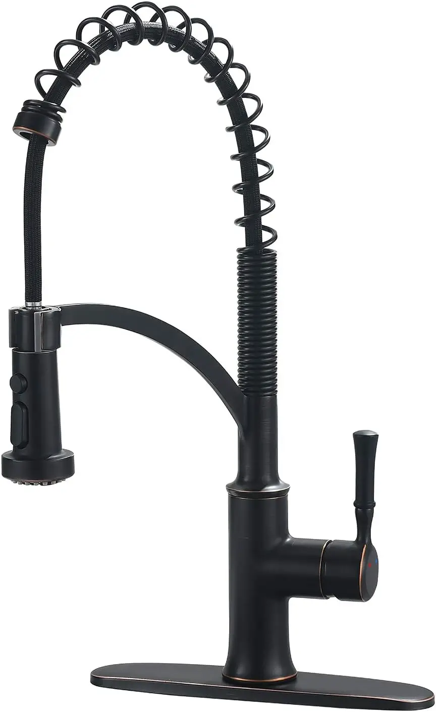 

Бронзовый кухонный смеситель с выдвижным распылителем, масляный бронзовый смеситель для раковины с одной ручкой и высокой дугой для фермерского дома