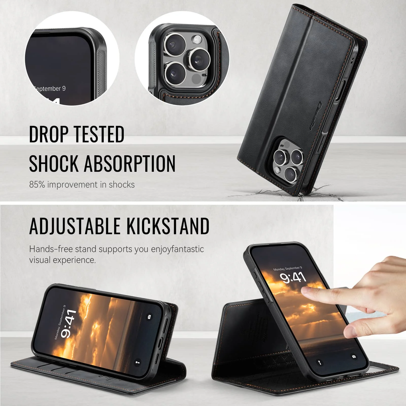 For iPhone 16e 16 15 14 13 12 11 Pro Max Detachable Wallet Case Compatible with Magsafe, 2-in-1 PU Leather Flip RFID Blocking