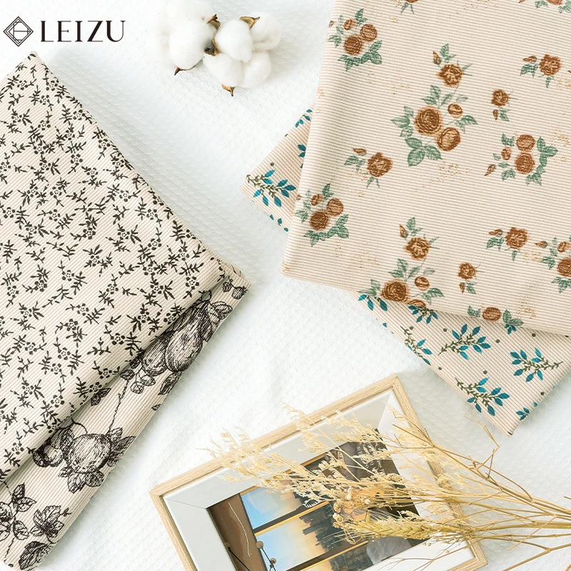 0.5/1/2Yard Vintage Floral Corduroy Fabric Soft Ribbed Spring Autumn Making Strap skirt,Jacket,Sofa Cover, Pillowcase, Clothing