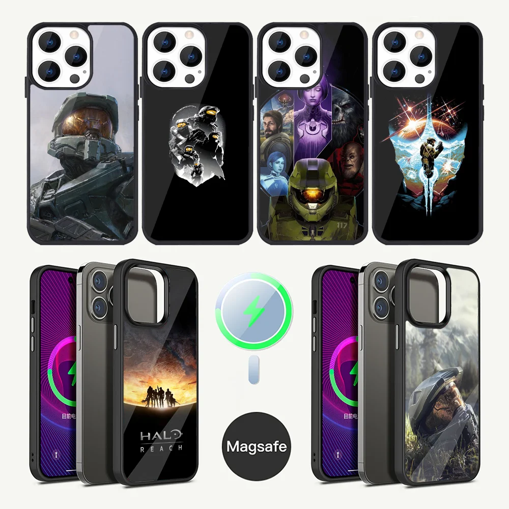 

H-Halo Game Phone Case For iPhone 16,15,14,13,12,11,Plus,Pro,Max Mini Magsafe Magnetic Wireless Charging
