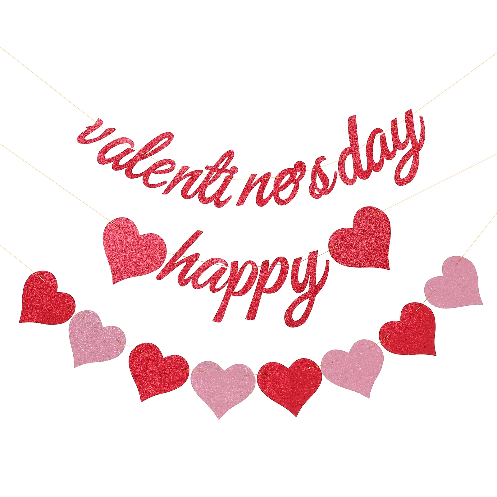 

2pcs Heart Shape Banners Decorative Hanging Garland Paper Party Ornaments Lightweight String Flag Wedding Accessories