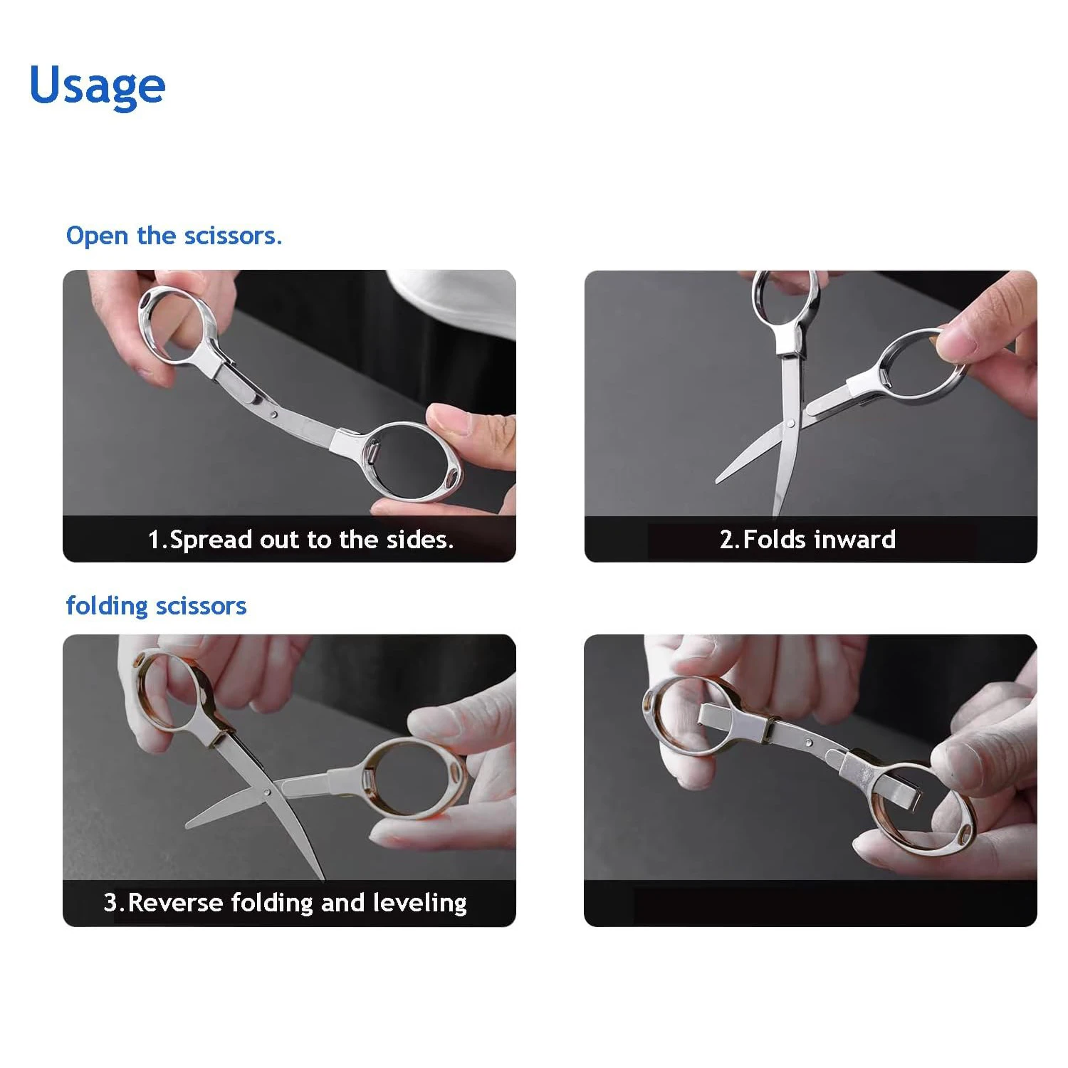 10Pcs Silver Simple Portable FoldingScissors Solid Color Glasses Shape Paper Cutters Students Handmade DIY Tools School Office