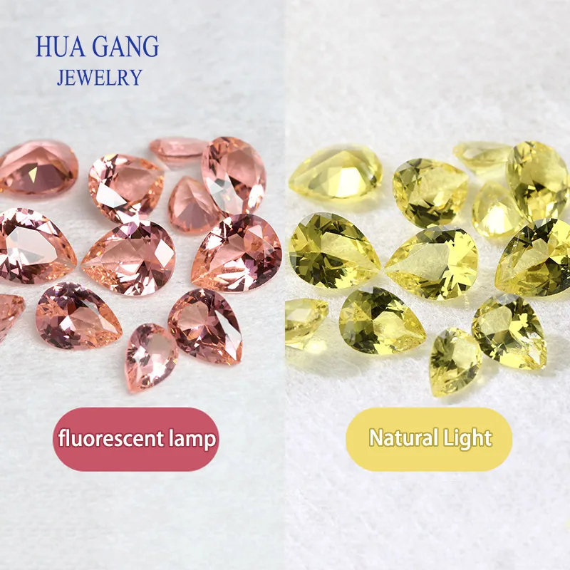 Piedra preciosa que cambia de color 205 #   204 #   Alexandre Stone Nano decoloración gemas sintéticas ovaladas en forma de pera para joyería