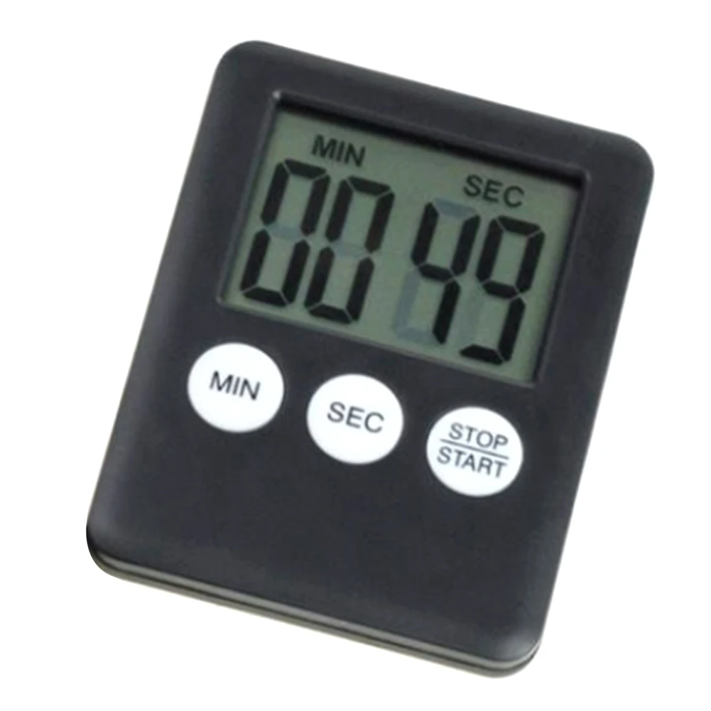 Super Thin LCD Digital Screen Kitchen Timer Square Cooking Count Up Countdown Alarm Magnet Clock