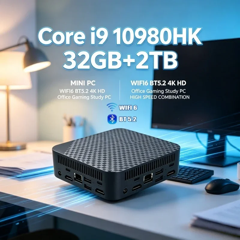 High‑Performance Portable Mini PC Core i9 10980HK Pro 32GB RAM 1TB 2TB SSD WIFI6 BT5.2 4K 60Hz HD Gaming Office Study PC