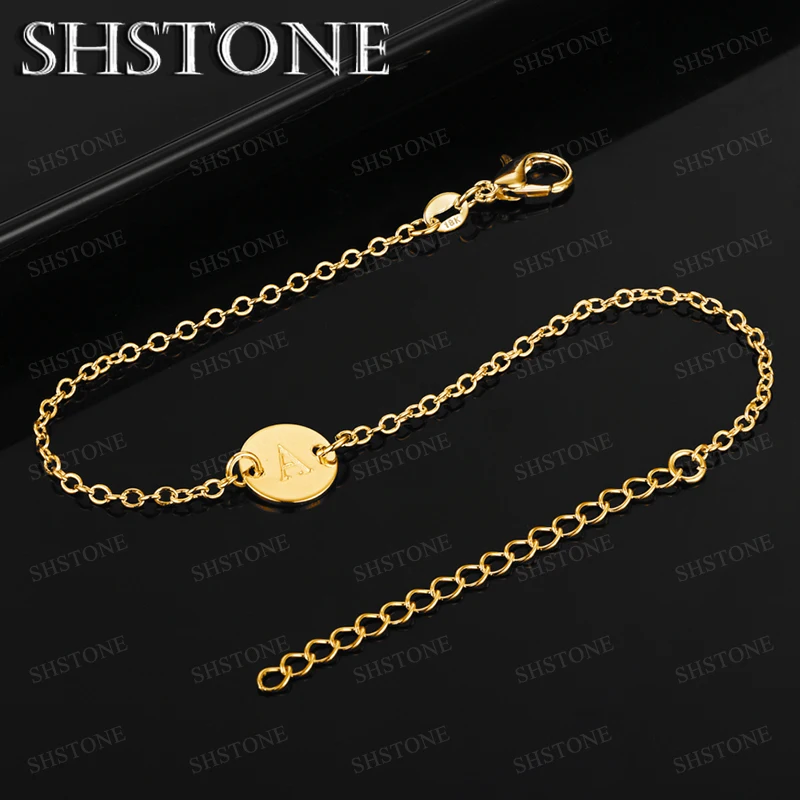 

Fine 18k Gold Letter A Circular Bracelet For Women Men Fashion Party Wedding Minimalist Versatile Jewelry Gifts Accessories