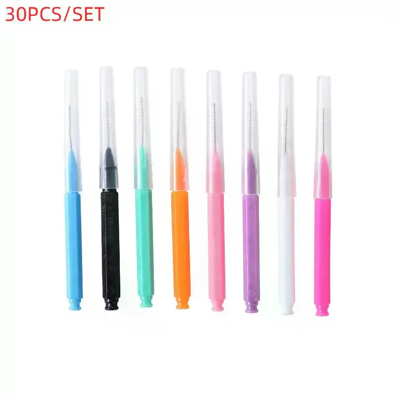 

30 шт. I-образных межзубных щеток для ортодонтической коррекции, для чистки зубов и брекетов, с мягкой щетиной