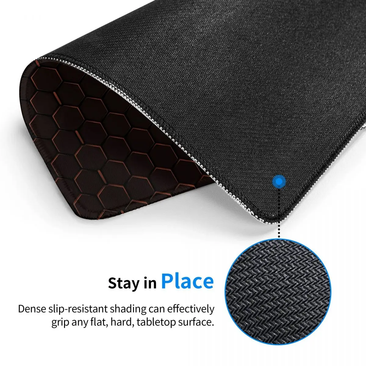 Abstract Honeycomb On A Dark Computer Mouse Pads Mousepad with Stitched Edges Rubber Black Hexagon Style Mouse Mat for Gamer