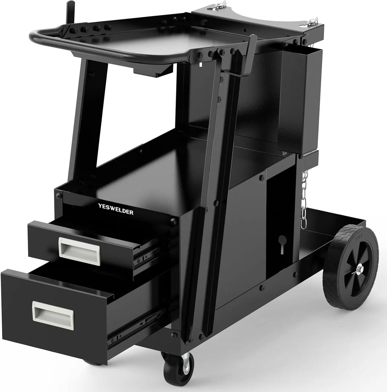 

Welding Cart 2-Tier with 2 Drawers, Heavy Duty with 360° Swivel Wheels for MIG/TIG Plasma Cutters