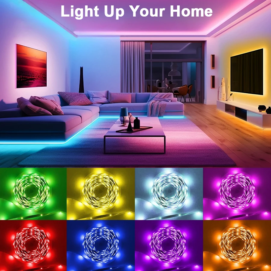 Led Strip Lights 10m 20m 30m 40m Led Lights for Room Music Sync Led Tape Flexible Ribbon for Home Bedroom Party Decoration