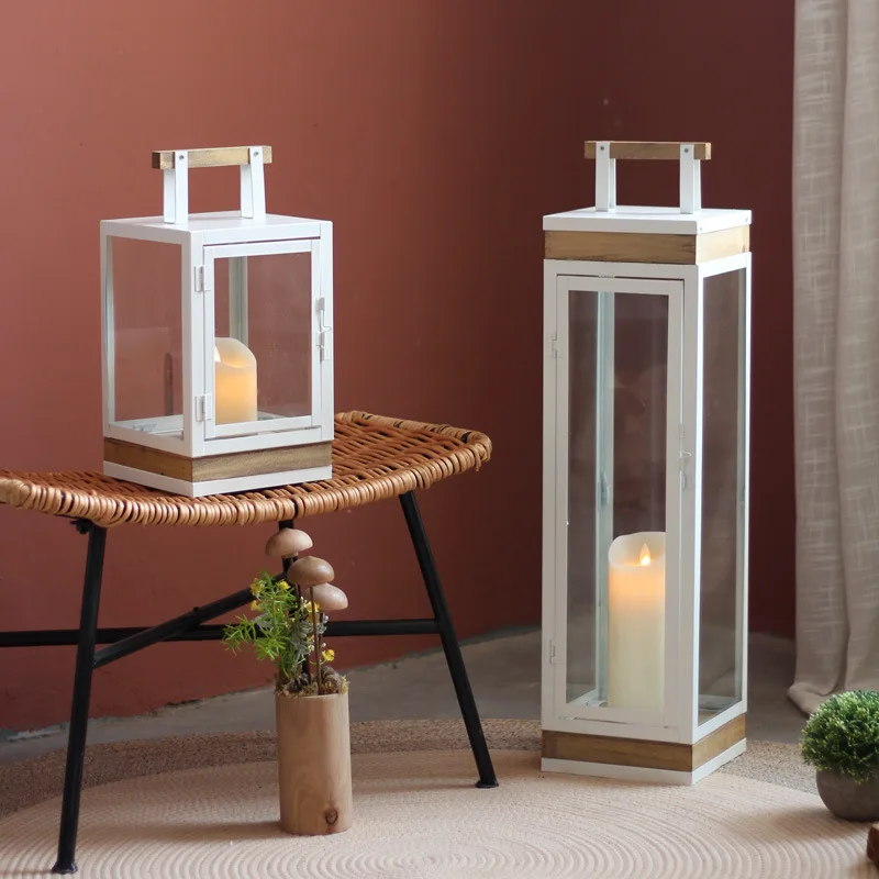 */*Glass Candle Holder Candle Lamp Windproof Floor Lantern Horse Lamp Hotel Lobby Decoration Ornament