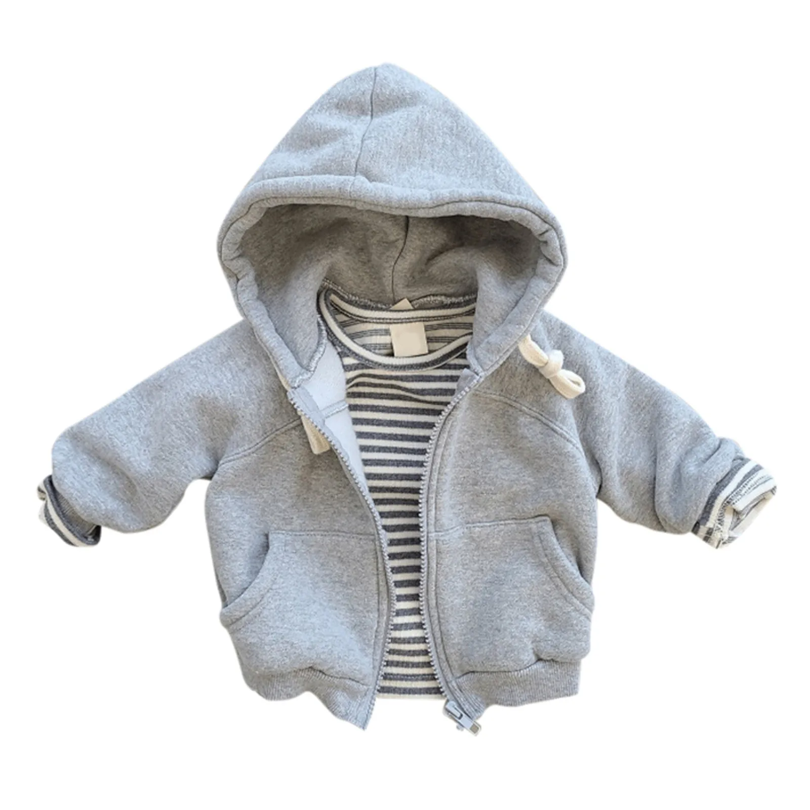 New Autumn Cute Baby Long Sleeve Hooded Sweatshirt Boys Girls Cotton Zipper Coat Infant Toddler Solid Casual Hoodie Baby Clothes