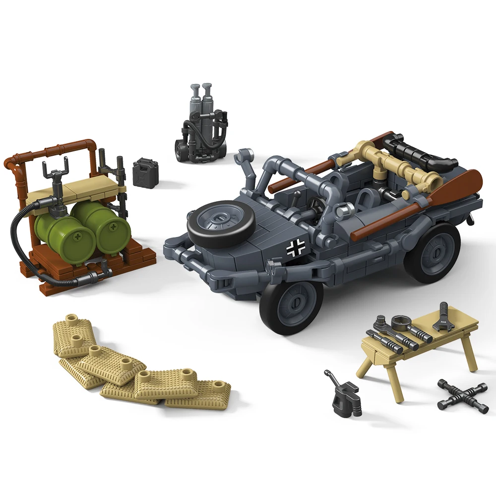 สงครามโลกครั้งที่ 2 ทหารบก ทหาร รถถัง M3A1 ซีรีส์ไบซัน ปืนใหญ่เคลื่อนที่ได้เอง ชุดตัวต่อบล็อก ของเล่นสำหรับเด็ก