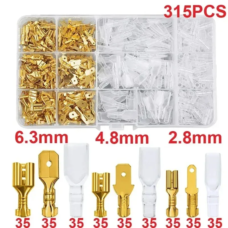 Quick Splice  Male and Female Wire Spade Connector Crimp  Assortment Kit Golden Insulating Sleeve Electric Terminal Connector