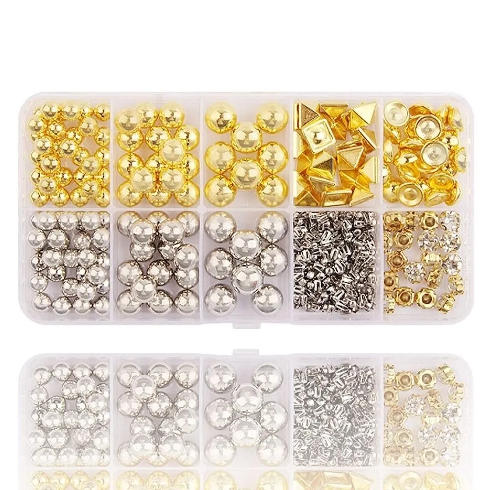 Hand Press Beads Pearl Rivet Set with Beads Screw Heads Circular/Irregular Shape Rivet Studs Multi-color Loose Beads