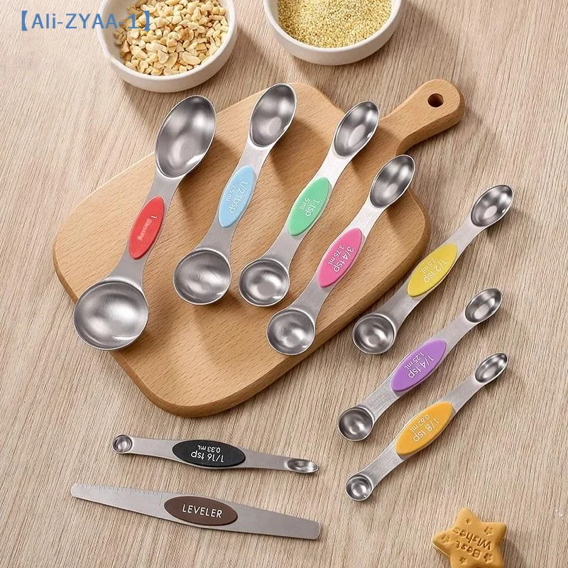 8Pcs Measuring Spoons Magnetic Measuring Spoons Dual Sided Stainless Steel Measuring Spoon Stackable Nesting Tablespoon 【ZYAA-1】