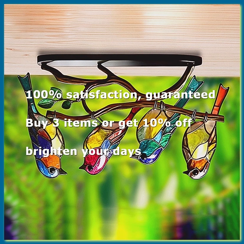 ●Stained Birds on Branch Desktop Ornaments Double Sided AcrylicFlatness Table Art Home Room Decoration