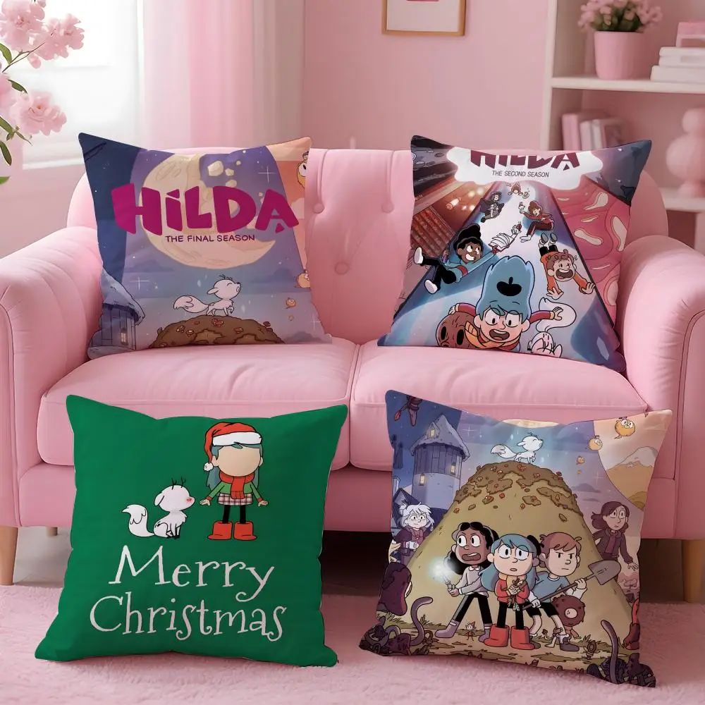 cartoon Hilda Cushion Cover Cushion Cover Set 4Pcs 50x50 45x45 40x40 Pillowcase Decorative Sofa Home Decor