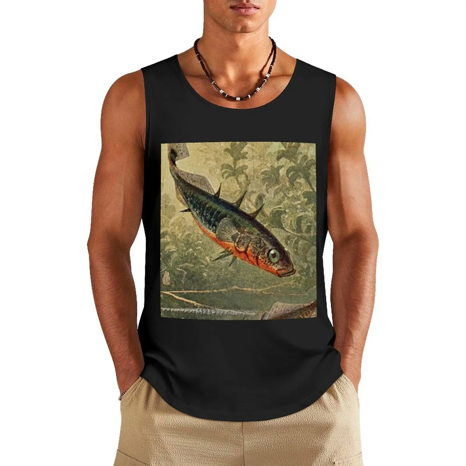 

Stickleback ish illustration by Heinrich Harder Tank Top mens gym clothes Top summer Men's singlets Clothing